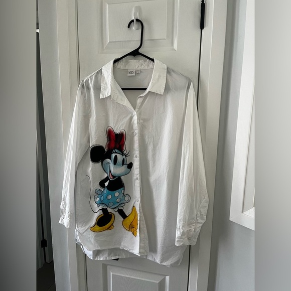 Disney100 XL White Collared Button Up Graphic Shirt Minnie Mouse - Picture 2 of 14